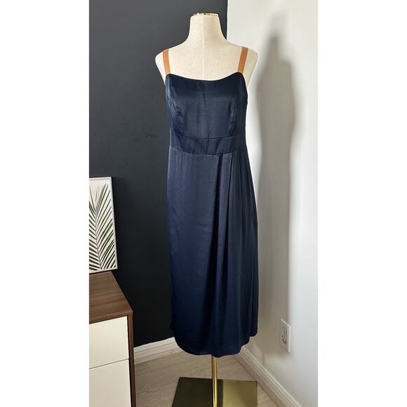 BY ANTHROPOLOGIE Sweetheart Side Slit Slip Open Back Midi Dress Satin - Picture 4 of 12